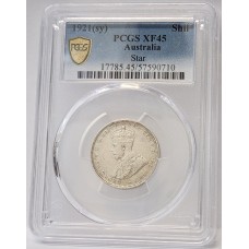 AUSTRALIA 1921 . ONE 1 SHILLING . STAR . PCGS XF45